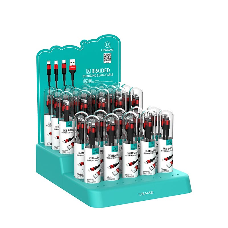 Кабель Usams Lightning Aluminum alloy Braided Data Cable US - Sj220 U5 |1.2m, 2A| (25pcs/1set)