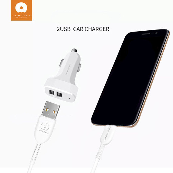 Адаптер автомобильный WUW Micro cable T22 |2USB, 2.0A|