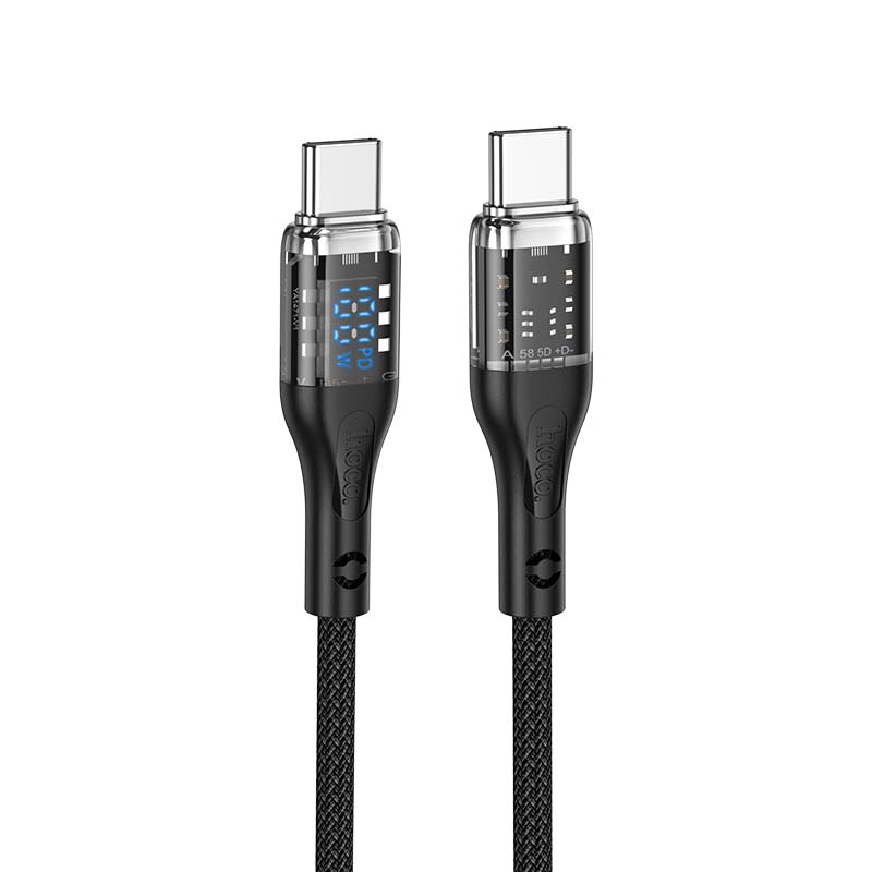 Кабель HOCO Type-C to Type-C Transparent Discovery Edition with display U115 |1.2m, 100W|