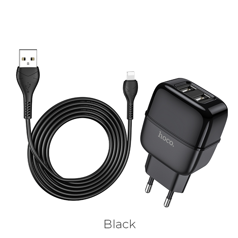Адаптер мережевий HOCO Lightning cable Highway C77A |2USB, 2.4A|
