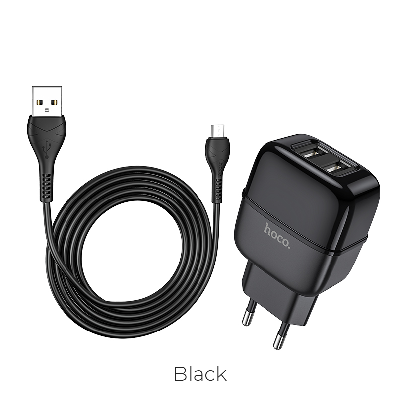 Адаптер сетевой HOCO Micro USB cable Highway C77A |2USB, 2.4A|