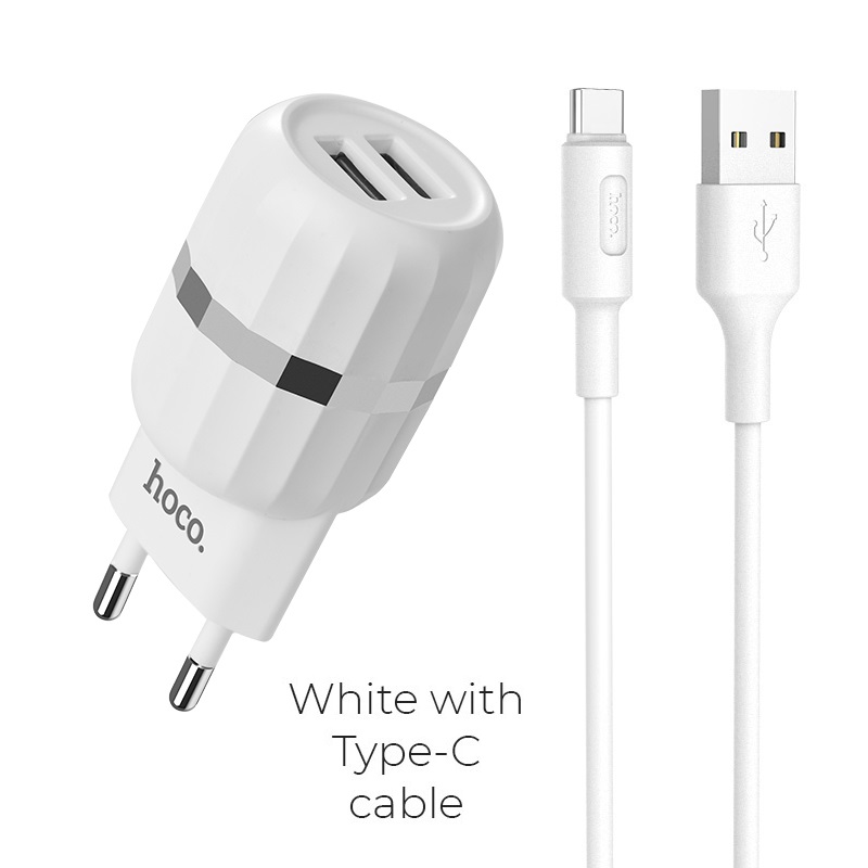 Адаптер сетевой Hoco Wisdom Type-C cable C41A |2USB, 2.4A|