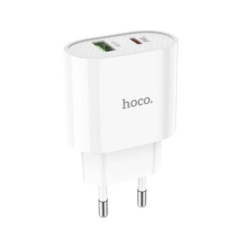 Адаптер сетевой HOCO Lineal C95A |1USB/1Type-C, PD/QC, 20W/3A|