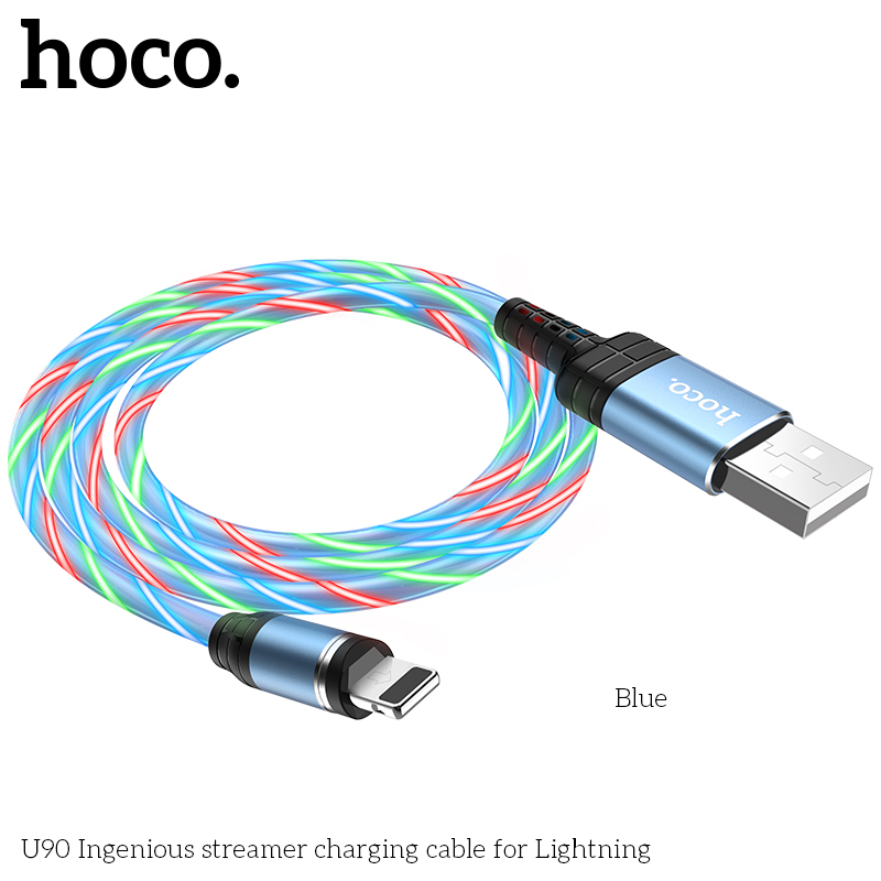 Кабель HOCO Lightning магнитный RGB LED Ingenious streamer U90 |1M, 2A|