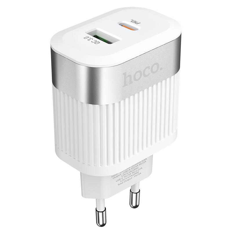 Адаптер сетевой HOCO Prominent C58A |1USB/1Type-C, QC 3.0/PD 20W, 3A|