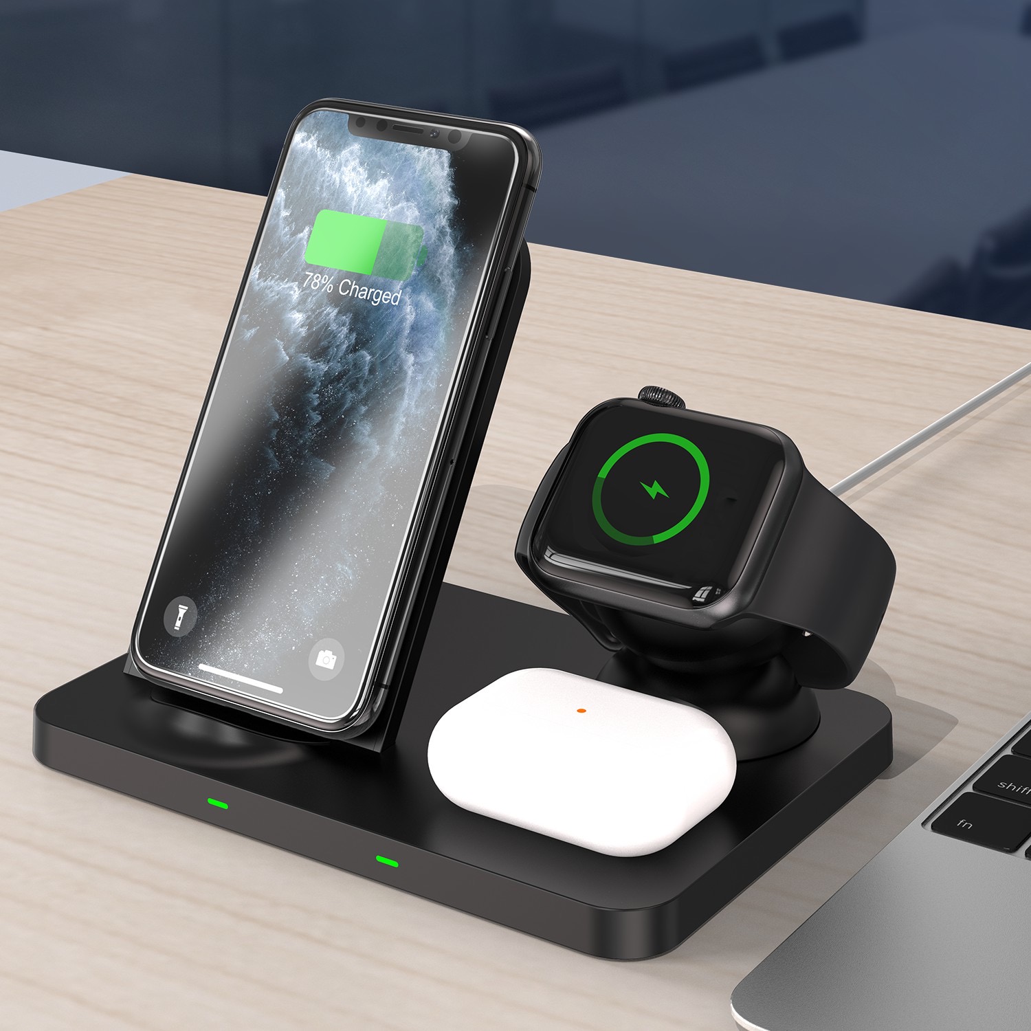 Зарядка Qi XO three in one fast wireless chaerger WX018 |15W|