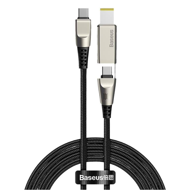 Кабель BASEUS Combo Type-C to Type-C+DC Flash Series One-for-two Fast Charging Square Head |2m, 100W, 5A| (CA1T2-B01)
