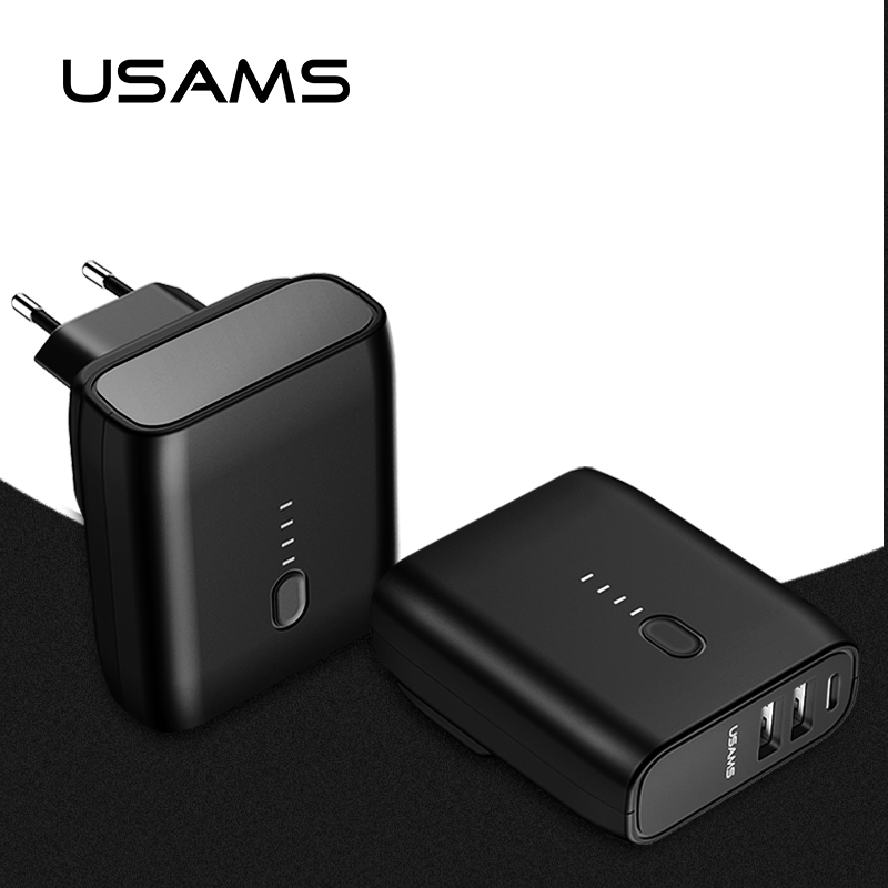 Адаптер мережевий з УМБ USAMS Dual USB 5000mah PB11 US-CD71 |2USB/1Type-C, 2.4A|