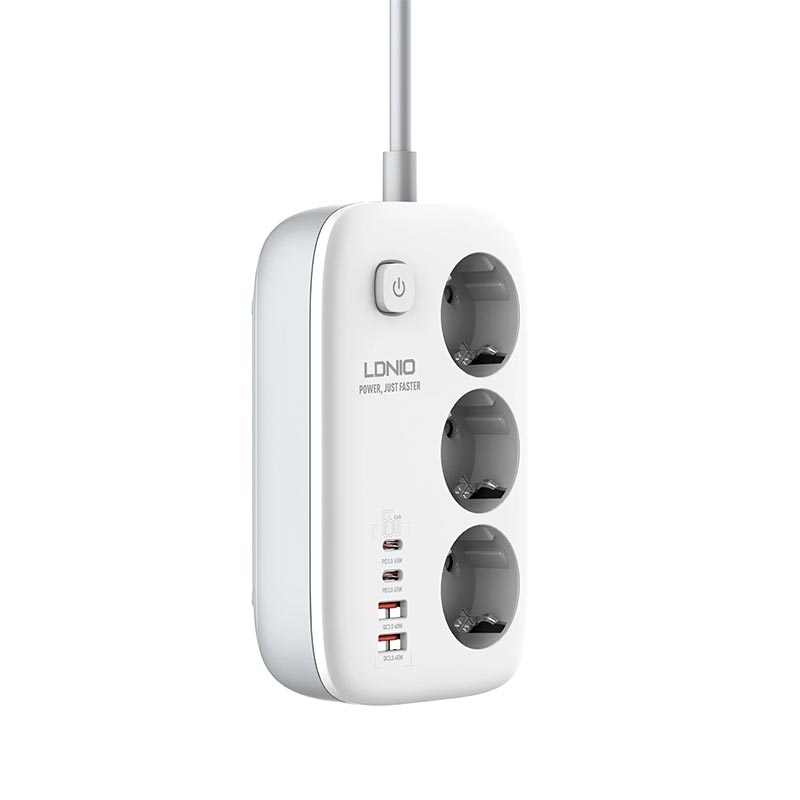 Удлинитель сетевой Ldnio SE3436 |2USB/2Type-C, 3Sockets. QC/PD, 65W/5A, 2m  EU Plug|