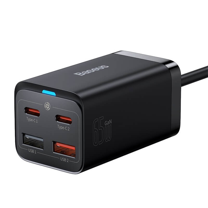 Адаптер сетевой BASEUS Type-C to Type-C cable GaN3 Pro CN |2Type-C/2USB, 65W, PD/QC| (CCGP040002)