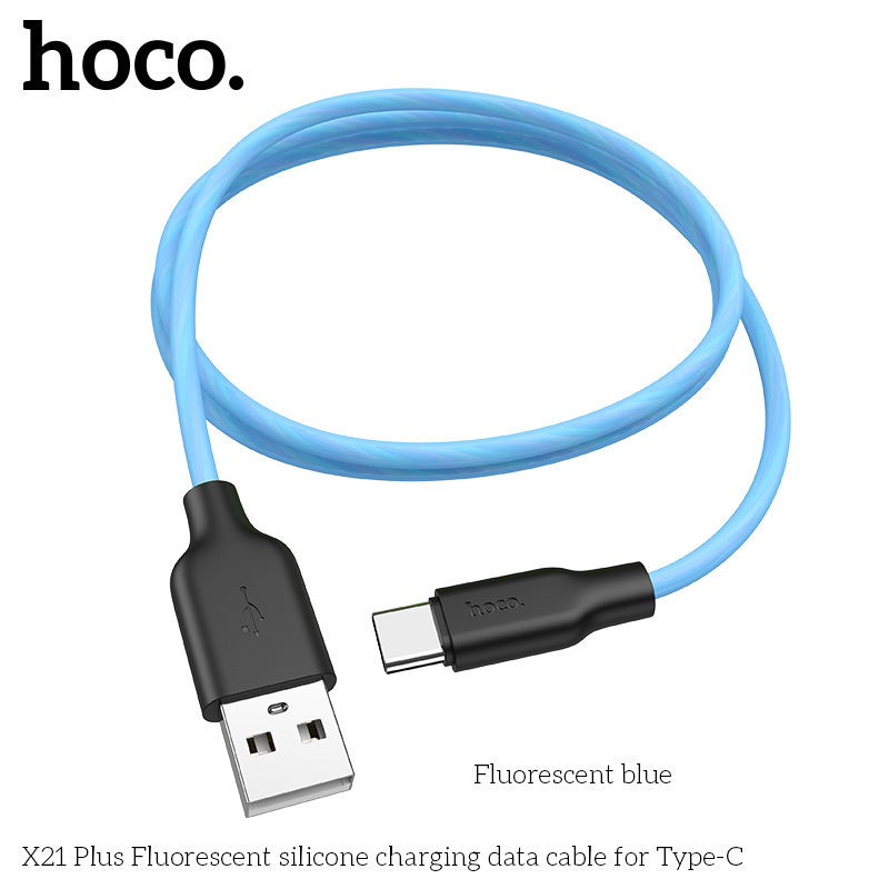 Кабель Hoco Type-C Fluorescent Silicone X21 Plus |1m, 3A|