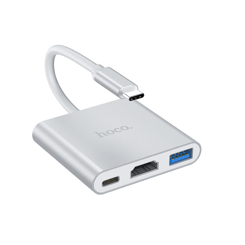 HUB адаптер HOCO Type-C Easy Use HB14 |Type-C to USB3.0/HDMI/Type-C PD|