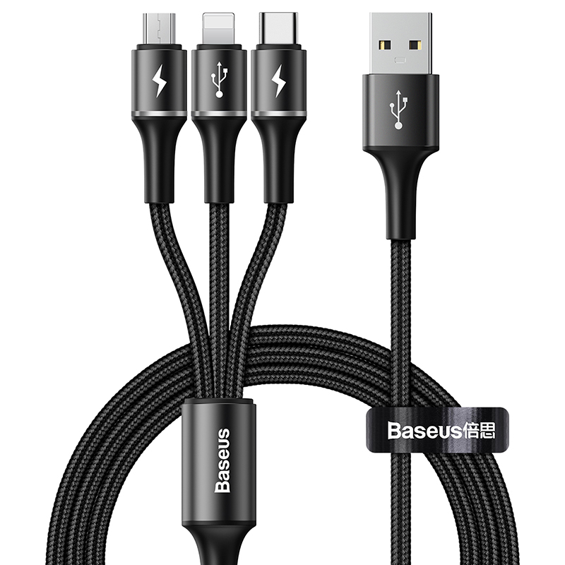 Кабель BASEUS Combo Micro USB / Lightning / Type-C Halo 3-in-1 |1.2M, 3.5A|