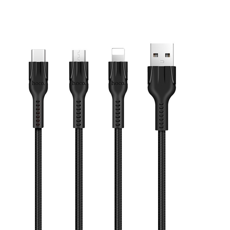 Кабель Hoco combo lightning + micro + type-C U31 |1m|