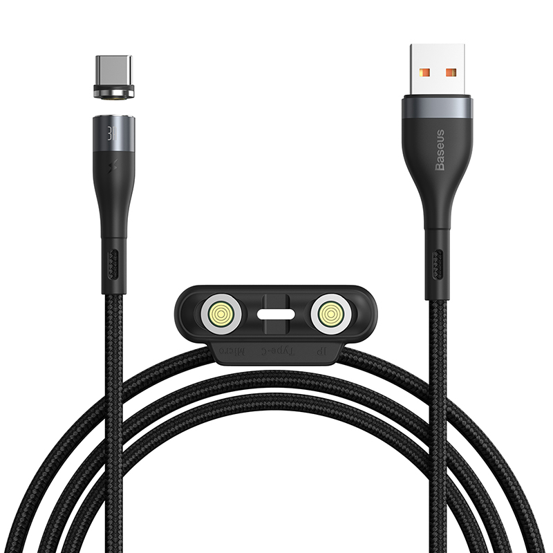 Кабель Baseus Combo Micro USB / Lightning / Type-C Zinc Magnetic Safe Fast Charging Data Cable |1m, 3A|
