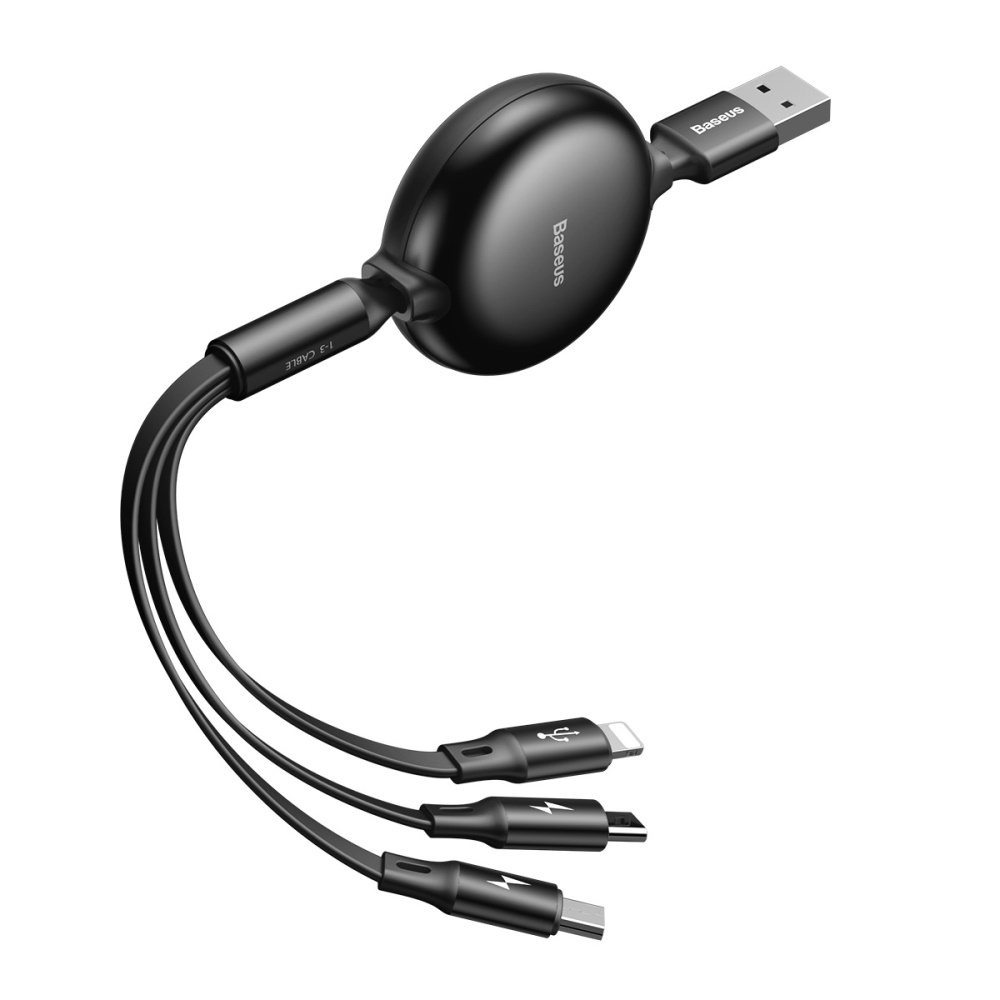 Кабель Baseus combo Little Octopus adjustable Micro USB + Lightning + Type-C |0.35M-1.05M|