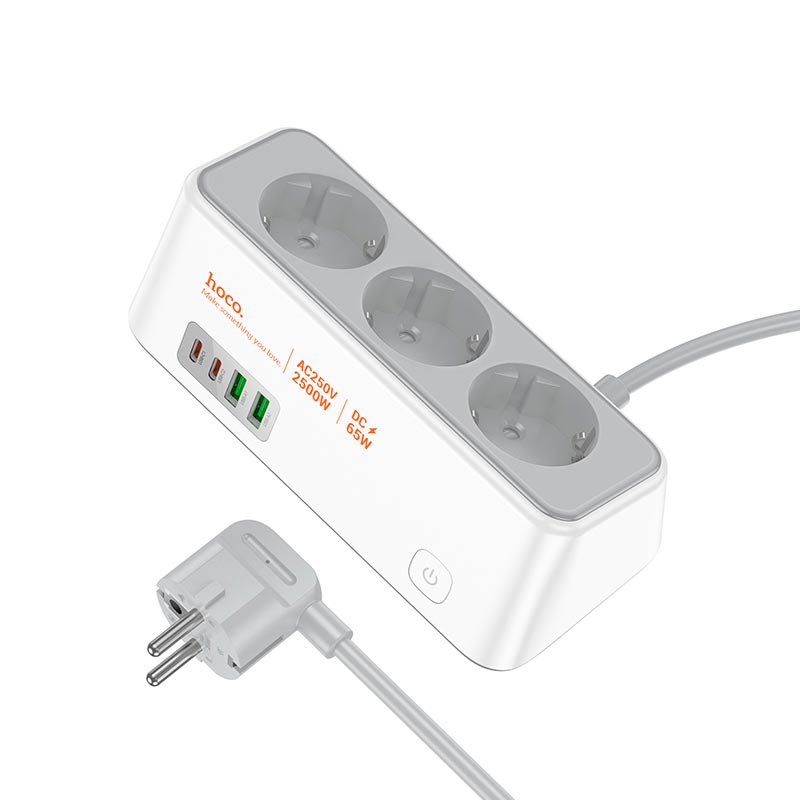 Подовжувач мережевий HOCO Prominent 3-position (PD65W/2C2A) desktop socket AC23