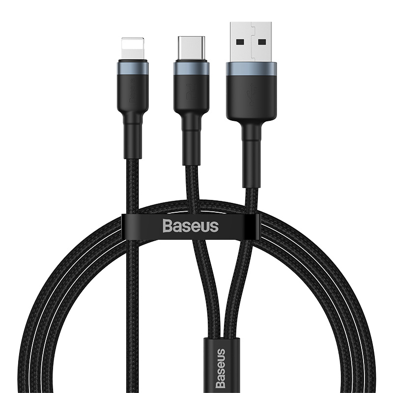 Кабель BASEUS Combo CAFULE USB + Type-C / Lightning 2-in-1 PD Cable |1.2M, 18W, 2.4A| (CATKLF-ELG1)