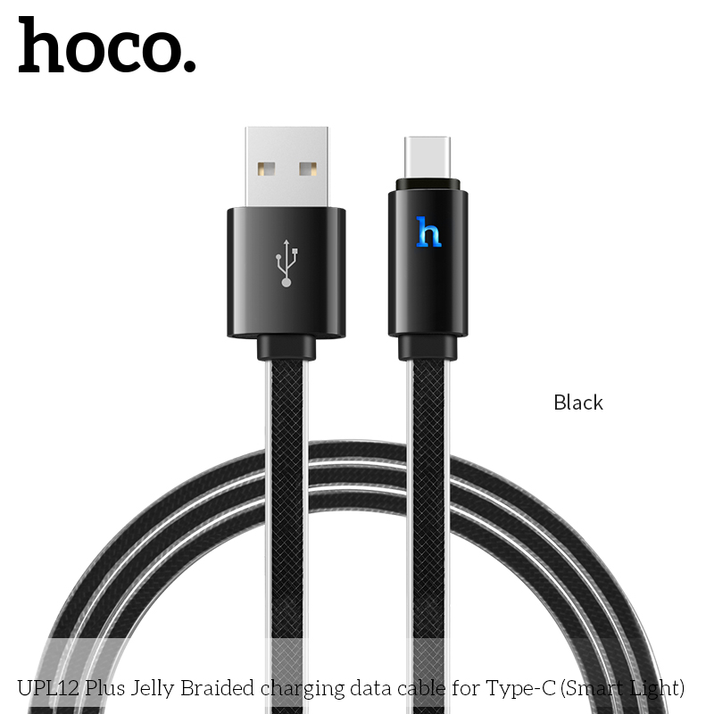Кабель Hoco Type-C with LED Jelly Upl12 Plus |1.2m, 3A|