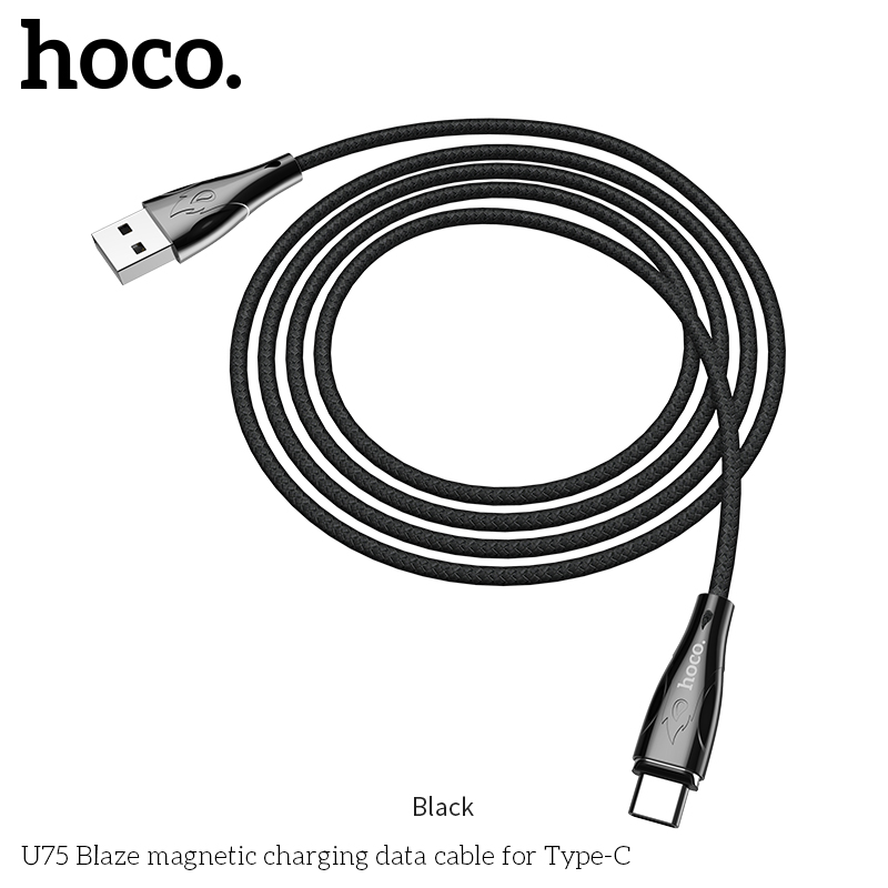 Кабель HOCO Type-C with LED магнитный Blaze U75 |1.2m, 3A|