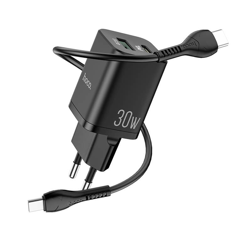 Адаптер сетевой HOCO Type-C to Type-C cable Bright charger set N13 |1USB/1Type-C, QC/PD, 20W, 3A|