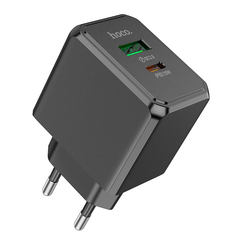 Адаптер сетевой HOCO Ocean charger CS14A |1USB/1Type-C, 20W/3A, PD/QC|