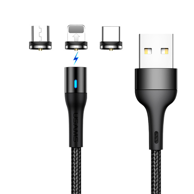 Кабель USAMS Combo Lightning / Micro USB / Type-C Magnetic U-sure Series US-SJ438 |1m, 2.1A|