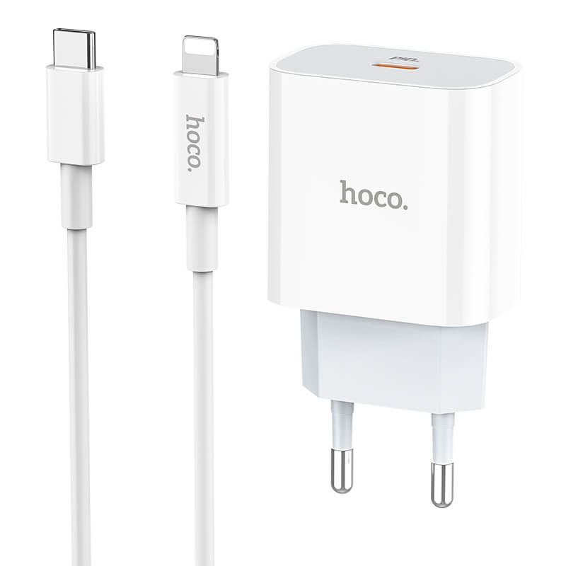 Адаптер мережевий HOCO Type-C to Lightning cable Speed source C76A Plus |1Type-C, PD/QC, 20W, 3A|