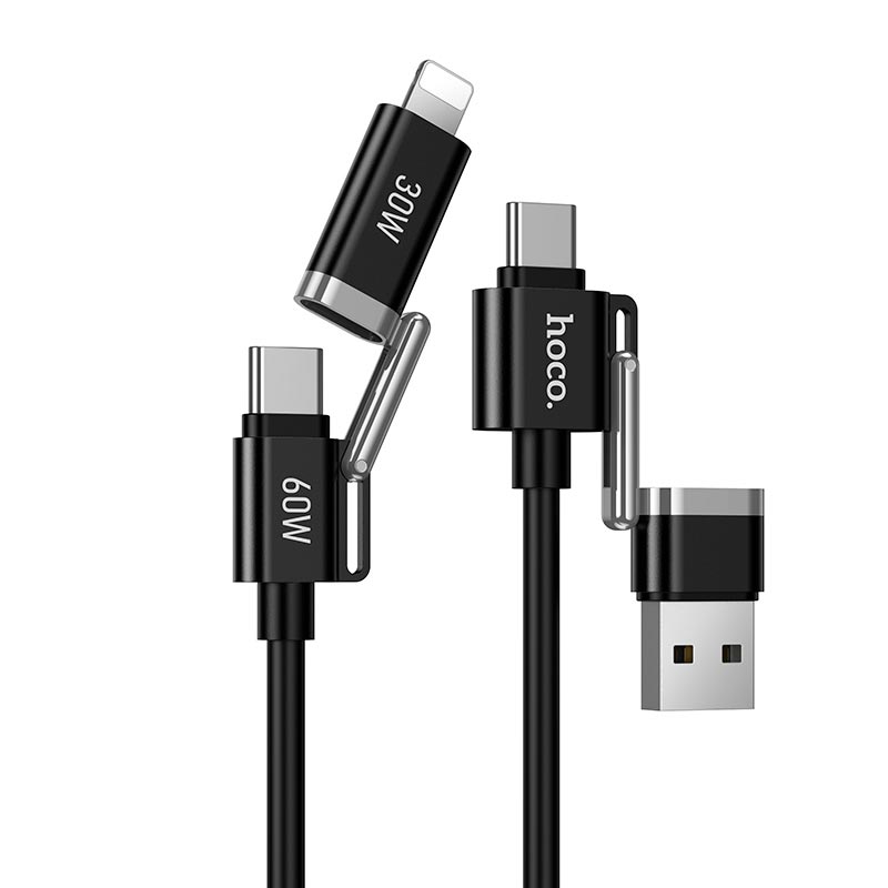 Кабель HOCO USB/C to iP/C Benefit 4-in-1 silicone charging data cable U155 |1.2m, 60W/3A|