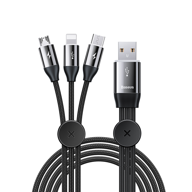 Кабель BASEUS Combo Micro USB / Lightning / Type-C Car Co-sharing |1M, 3.5A| (CAMLT-FX01)