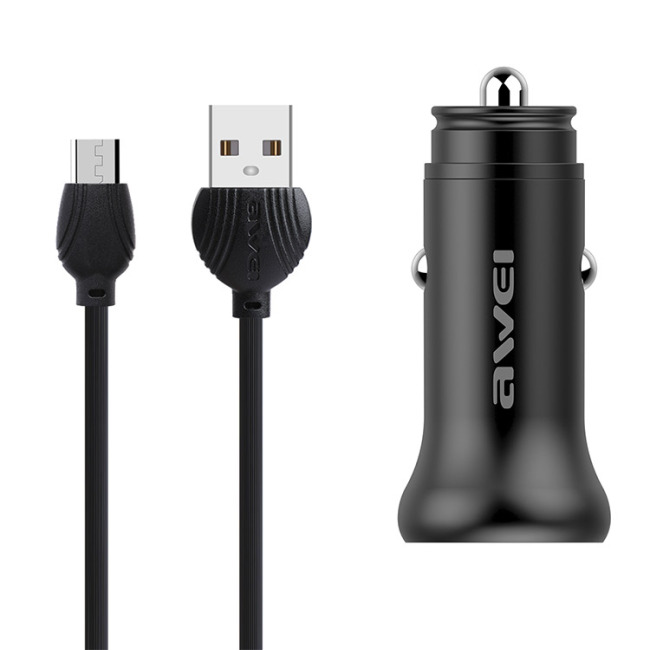 Адаптер автомобильный  AWEI micro USB cable C-838 |2USB, 3.4A|